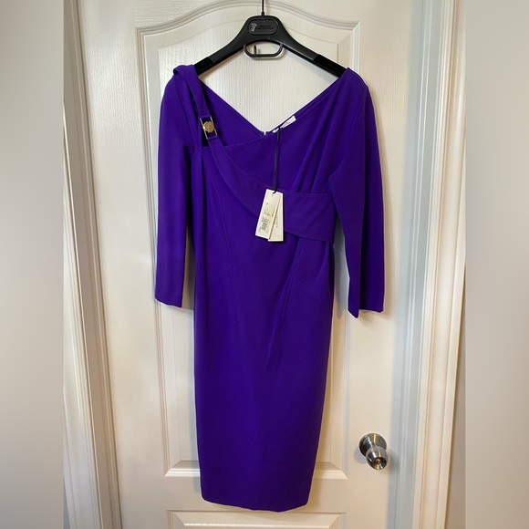 NWT 100% authentic Versace collection purple dress 3/4 length sleeves size 46 - Picture 2 of 8